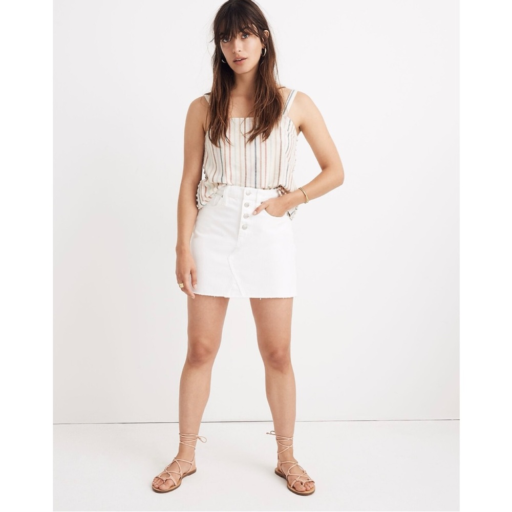 Madewell Rigid Denim A-line Mini Skirt in Tile White